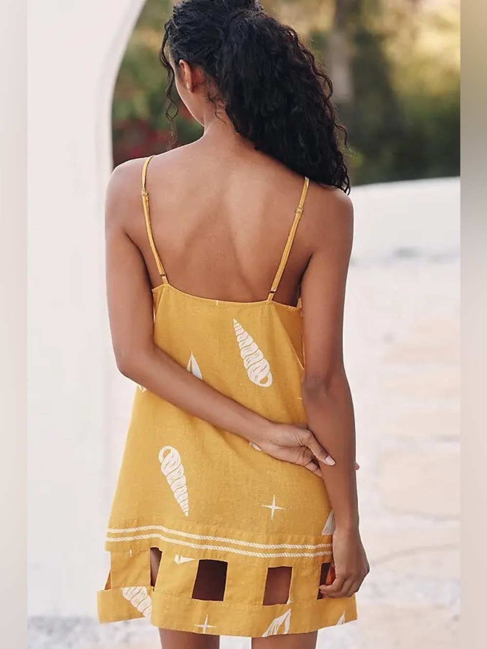 Celandine x Anthropologie Square Neck Mini Dress in Maize - Picture 2 of 9